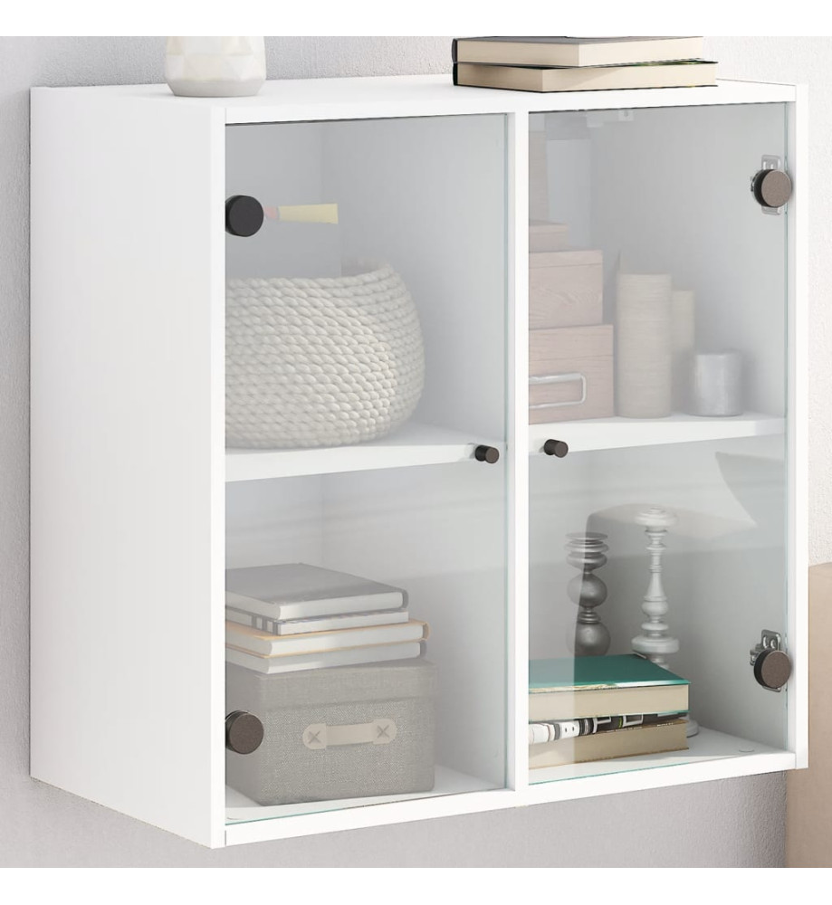 Armoire murale avec portes en verre blanc 68x37x68,5 cm Armoire murale avec portes en verre blanc 68x37x68,5 cm