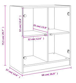 Armoire latérale avec portes en verre blanc 68x37x75,5 cm