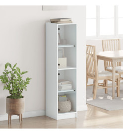 Buffet avec portes en verre blanc 35x37x142 cm