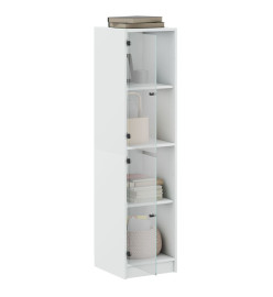 Buffet avec portes en verre blanc 35x37x142 cm