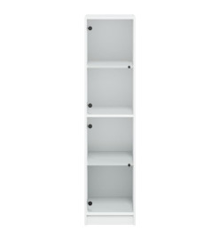 Buffet avec portes en verre blanc 35x37x142 cm
