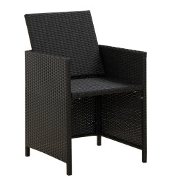 Chaises de jardin 2 pcs avec coussins Résine tressée Noir