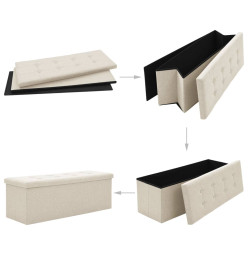 Banc de rangement pliable Blanc crème Faux lin