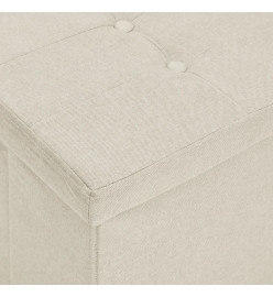 Banc de rangement pliable Blanc crème Faux lin