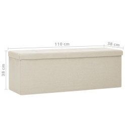 Banc de rangement pliable Blanc crème Faux lin