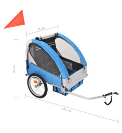 Remorque de vélo pour enfants Gris et bleu 30 kg