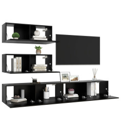 Ensemble de meuble TV 4 pcs Noir Aggloméré