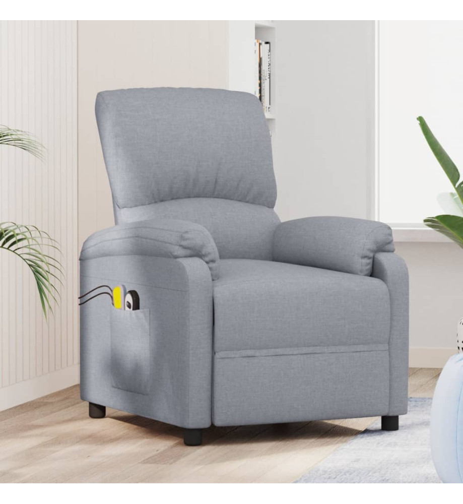 Fauteuil électrique de massage Gris clair Tissu