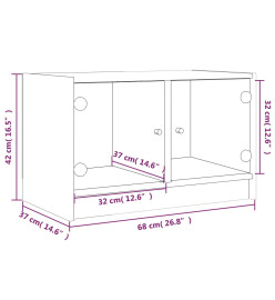 Meuble TV avec portes en verre noir 68x37x42 cm