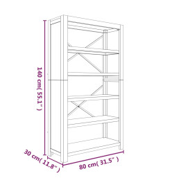 Bibliothèque 5 niveaux 80x30x140 cm Bois solide d'acacia