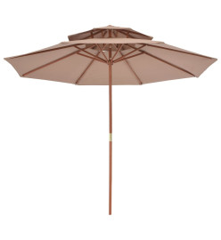 Parasol double avec mât en bois 270 cm Taupe