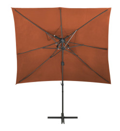 Parasol déporté à double toit Terre cuite 250x250 cm
