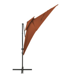 Parasol déporté à double toit Terre cuite 250x250 cm