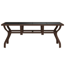 Table de jardin Marron et noir 180x80x70 cm Acier et verre