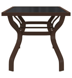 Table de jardin Marron et noir 180x80x70 cm Acier et verre