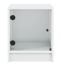 Table de chevet avec porte en verre blanc 35x37x42 cm