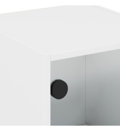 Table de chevet avec porte en verre blanc 35x37x42 cm