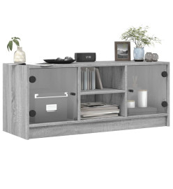 Meuble TV avec portes en verre sonoma gris 102x37x42 cm