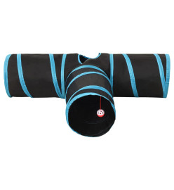 Tunnel pour chats à 3 voies Noir et bleu 90 cm Polyester