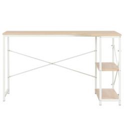 Bureau d'ordinateur Blanc et chêne 120 x 72 x 70 cm