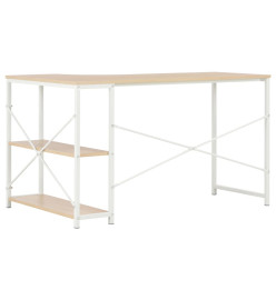 Bureau d'ordinateur Blanc et chêne 120 x 72 x 70 cm