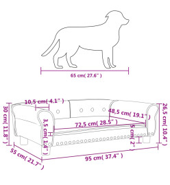 Lit pour chien gris clair 95x55x30 cm velours