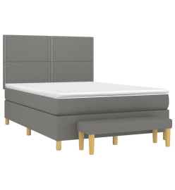 Lit à sommier tapissier avec matelas Gris foncé 140x190cm Tissu