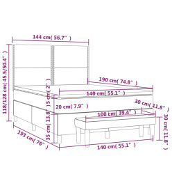 Lit à sommier tapissier avec matelas Gris foncé 140x190cm Tissu