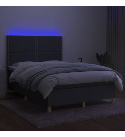 Sommier tapissier et matelas et LED Gris foncé 140x190 cm Tissu