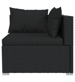 Salon de jardin 7 pcs avec coussins Résine tressée Noir