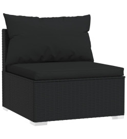 Salon de jardin 10 pcs avec coussins Résine tressée Noir