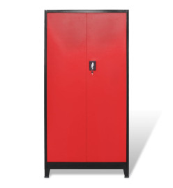 Armoire avec coffre à outils Acier 90x40x180 cm Rouge et noir