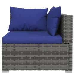 Salon de jardin 13 pcs avec coussins Gris Résine tressée