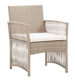 Fauteuils de jardin avec coussins 2 pcs Beige Résine tressée