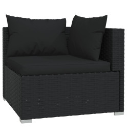 Salon de jardin 10 pcs avec coussins Résine tressée Noir