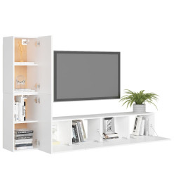 Ensemble de meuble TV 4 pcs Blanc Aggloméré