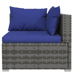 Salon de jardin 10 pcs avec coussins Résine tressée Gris