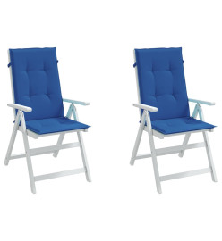 Coussins de chaise de jardin à dossier haut lot de 2 bleu royal