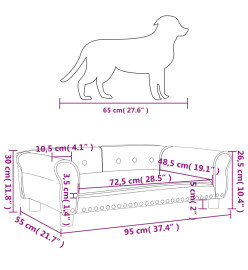 Lit pour chien gris 95x55x30 cm similicuir