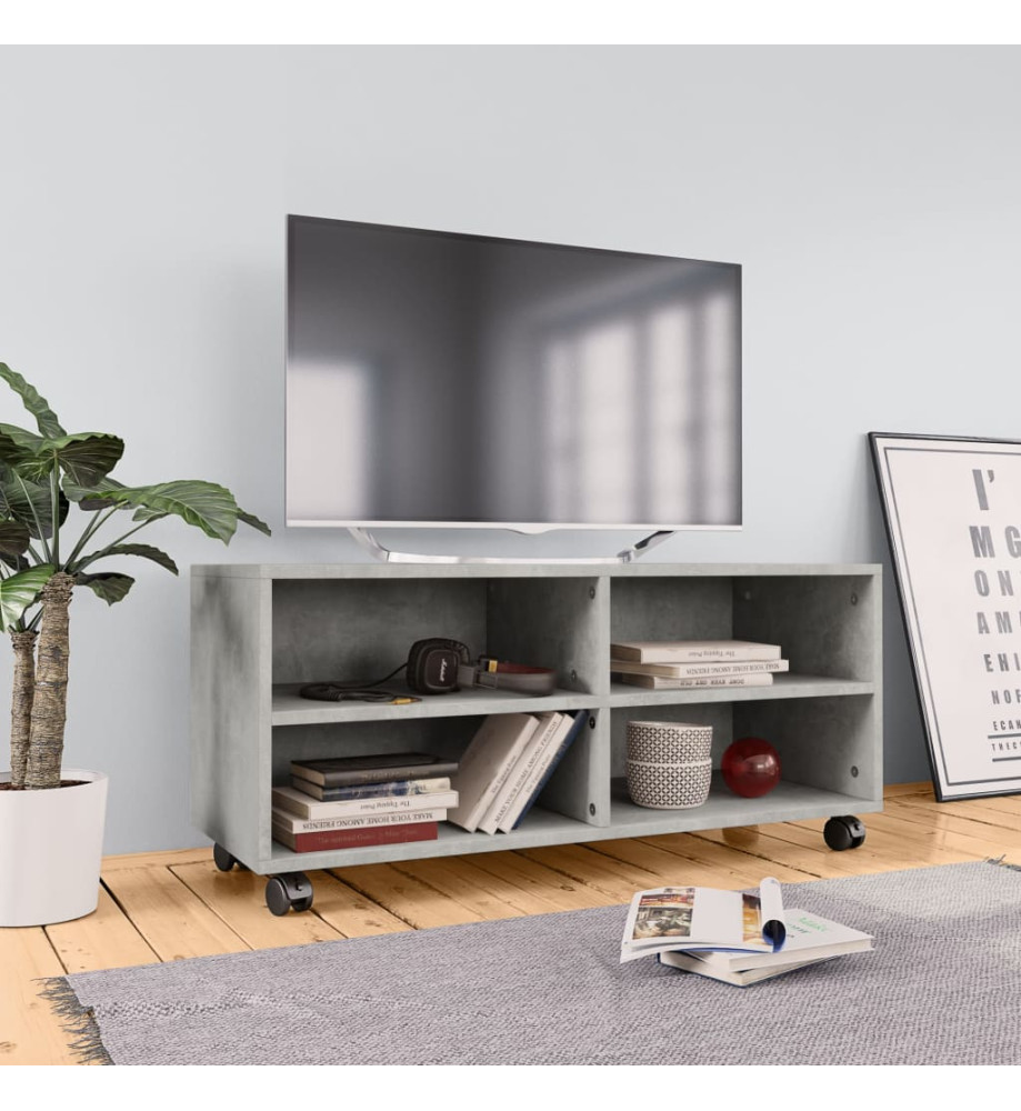 Meuble TV avec roulettes Gris cement 90 x 35 x 35 cm Aggloméré