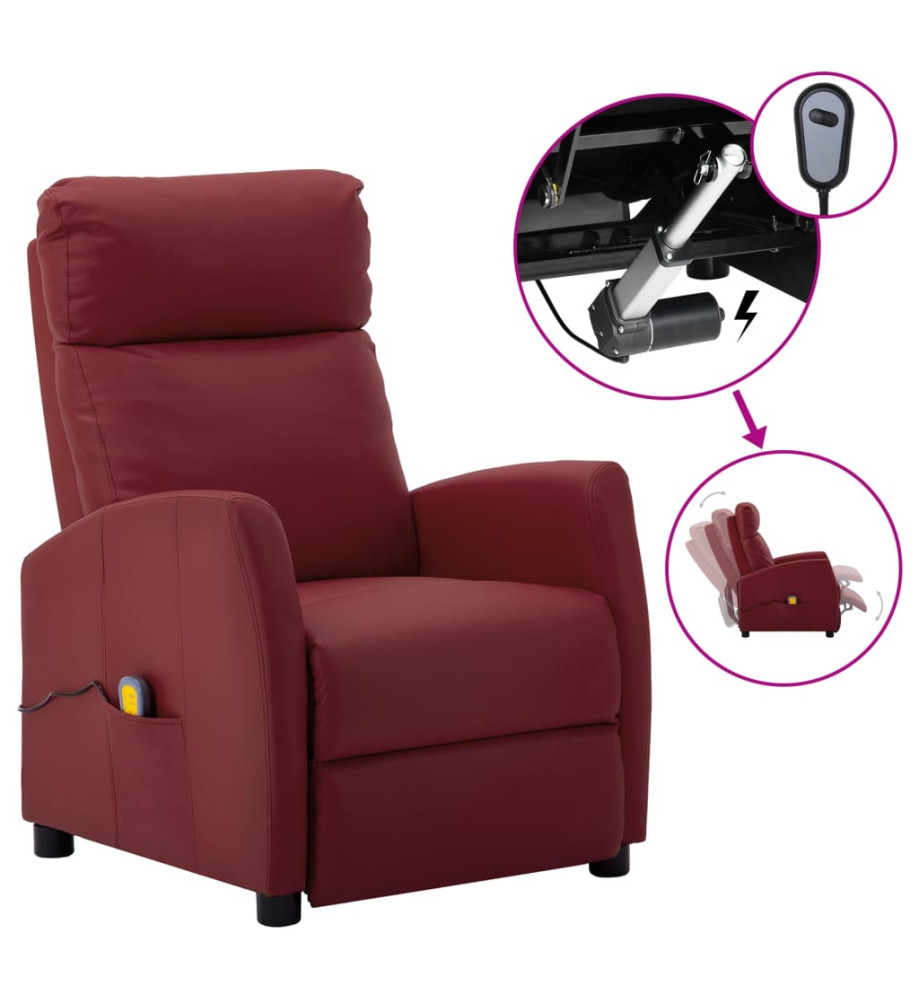 Fauteuil de massage électrique Rouge bordeaux Similicuir Fauteuil de massage électrique Rouge bordeaux Similicuir