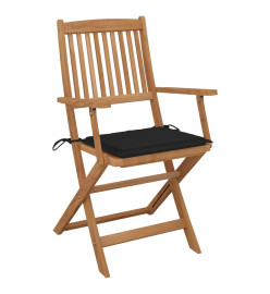 Chaises pliables de jardin 6 pcs avec coussins Bois d'acacia