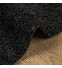 Tapis shaggy à poils longs moderne noir 240x240 cm