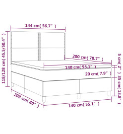 Lit à sommier tapissier avec matelas Gris foncé 140x200cm Tissu