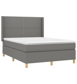 Lit à sommier tapissier avec matelas Gris foncé 140x200cm Tissu