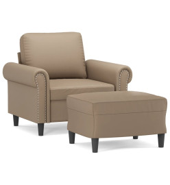 Fauteuil avec repose-pied Cappuccino 60 cm Similicuir