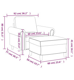 Fauteuil avec repose-pied Cappuccino 60 cm Similicuir