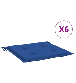 Coussins de chaise de jardin 6 pcs bleu royal 50x50x3 cm