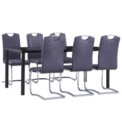 Ensemble de salle à manger 7 pcs Similicuir daim Gris