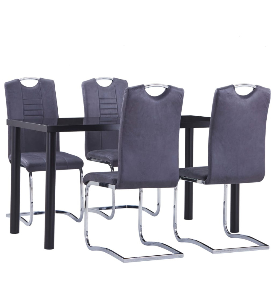 Ensemble de salle à manger 5 pcs Similicuir daim Gris